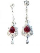 Vintage Ruby and Diamond Drop Earrings
