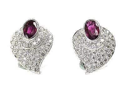 Vintage Ruby and Diamond Earrings