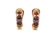 Vintage Ruby and Diamond Huggie Earrings