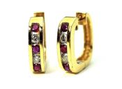 Vintage Ruby and Diamond Huggie Earrings
