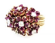 Vintage Ruby and Diamond Cluster Ring