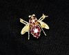 Vintage Ruby and Pearl Bee Brooch