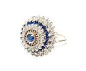 Vintage Sapphire and Diamond Cluster Ring