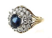 Vintage Sapphire and Diamond Cluster Ring