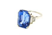 Vintage 13.24ct Sapphire and Diamond Platinum Ring