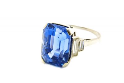 Vintage 13.24ct Sapphire and Diamond Platinum Ring