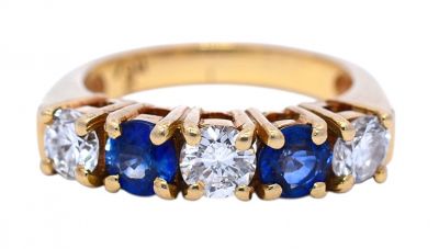 Vintage .97ct Sapphire and Diamond 18kt Ring