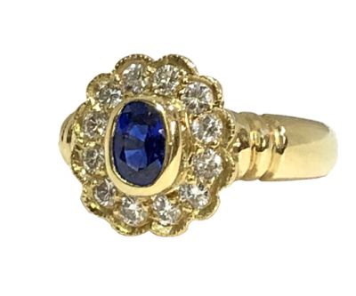 Vintage .60ct Sapphire and Diamond 18kt Ring