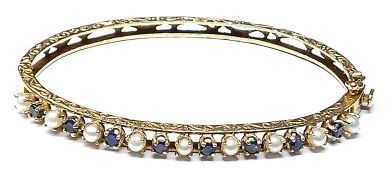 Vintage Sapphire and Pearl Bracelet