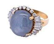 Vintage 21.5ct Star Sapphire and Diamond 18kt Ring