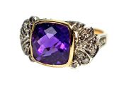 Vintage Style Amethyst and Diamond Ring