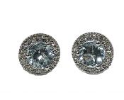Vintage Style Aquamarine and Diamond Earrings