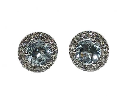 Vintage Style Aquamarine and Diamond Earrings