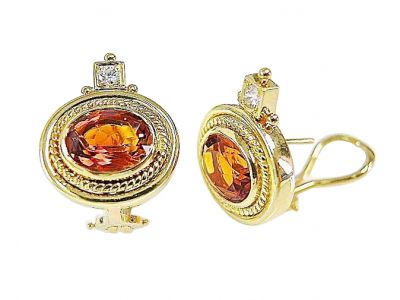 Vintage Style Citrine and Diamond Earrings