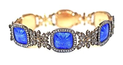 Vintage Style Diamond and Enamel Bracelet