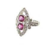 Vintage Style Pink Tourmaline and Diamond Ring