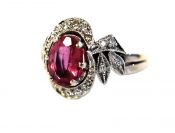 Vintage Style Pink Tourmaline and Diamond Ring