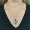 Vintage Style 35.14ct Prasioite and Diamond Necklace in 18kt White Gold