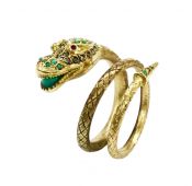 Vintage Synthetic Ruby Diamond Chrysoprase Serpent Ring