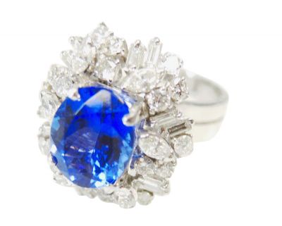 Vintage Tanzanite and Diamond Ring