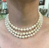 Vintage Triple Strand Cultured Pearl Necklace with Aquamarine Clasp