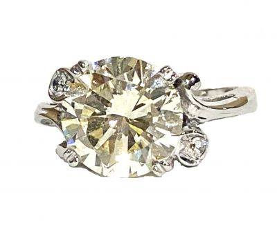 Vintage Yellow Diamond and Diamond Ring