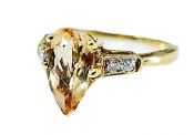 Vintage Yellow Topaz and Diamond Ring