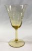 Vintage Amber Crystal Wine Glasses with Etched Floral Pattern