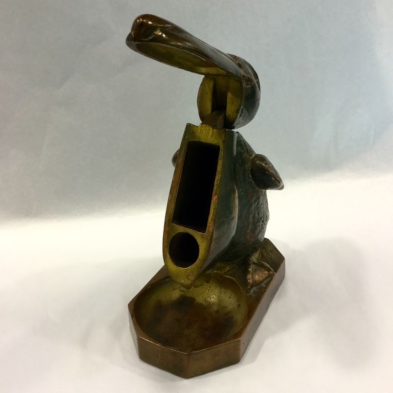 pelican cigarette holder Vintage American Pompeian Bronze Pelican Cigarette & Match Holder