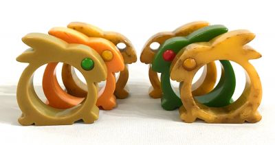 Vintage Bakelite Bunny Napkin Rings