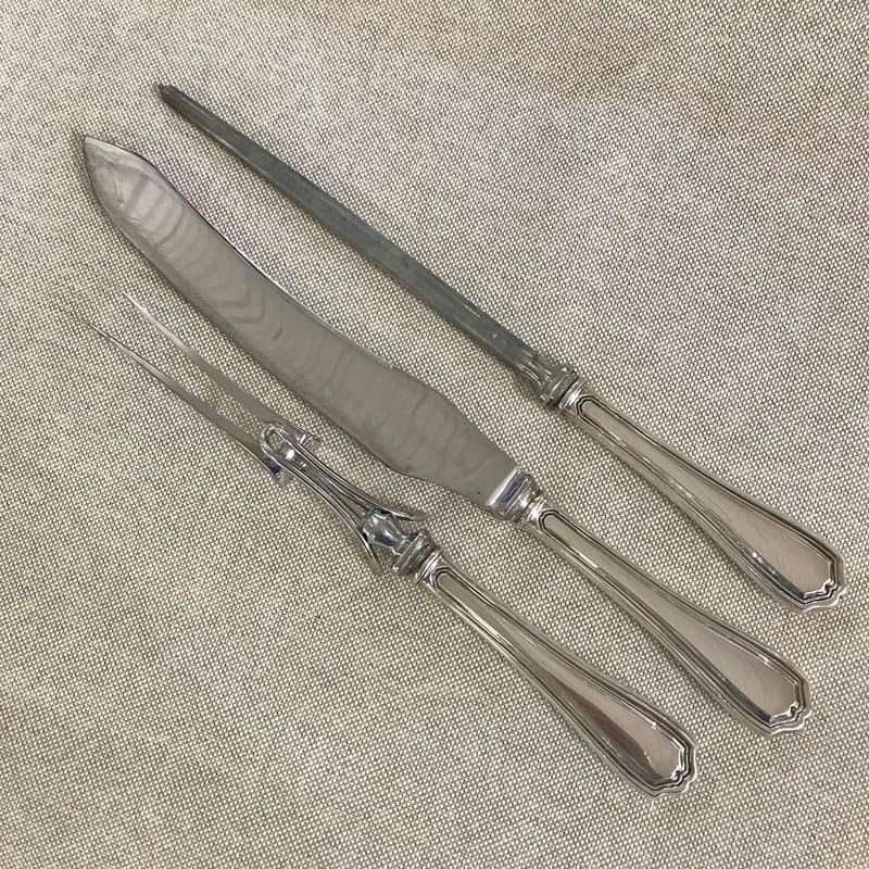 Vintage Birks Plain Sterling Silver 3 Piece Carving Set