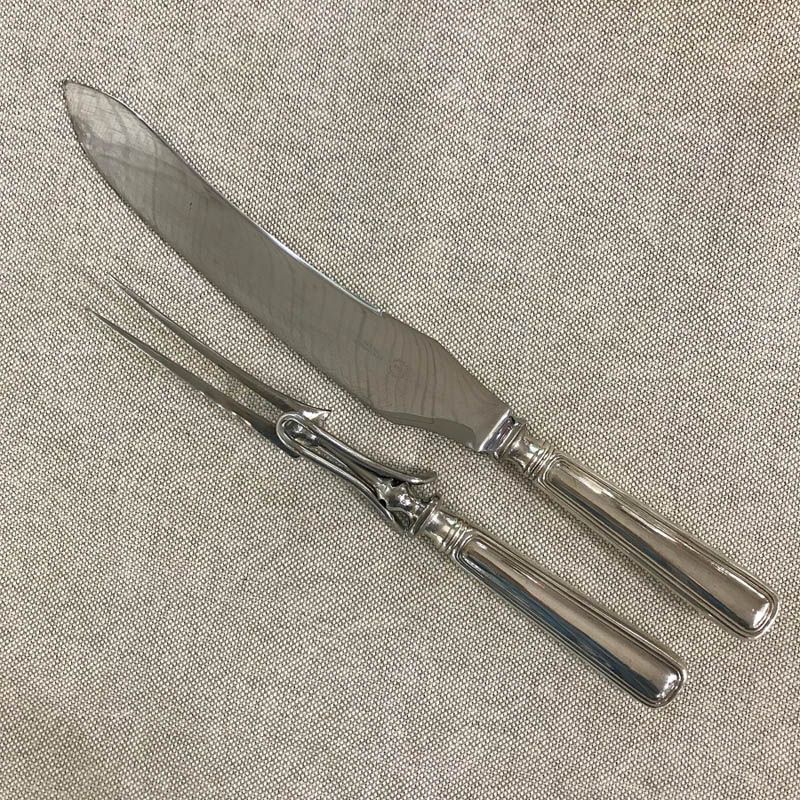 Vintage Birks Sterling Silver 2 Piece Carving Set In The Saxon