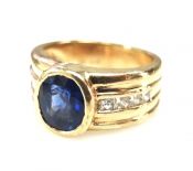 Vintage Blue Sapphire and Diamond Ring