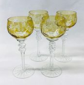 Vintage Bohemian Crystal Hock Wine Glasses