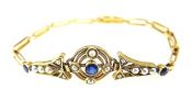 Vintage Pearl & Synthetic Sapphire Bracelet