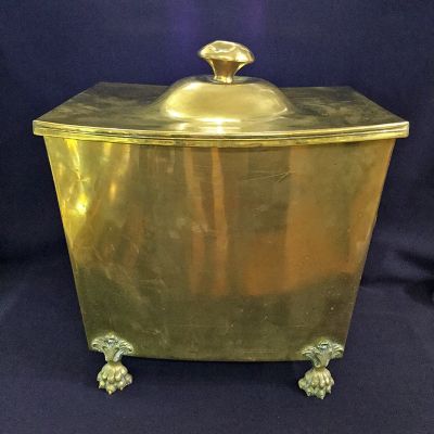 Vintage Brass Coal Scuttle With Original Tin Liner