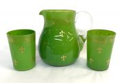 Vintage Cased Glass Jug and Tumblers In Green