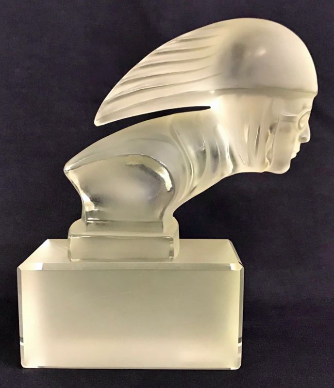 Vintage Clear & Frosted Glass Hood Ornament Sculpture