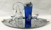 Vintage Cocktail Shaker, Glasses & Tray 