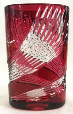 Vintage Cranberry To Clear Cut Crystal Vase