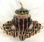 Vintage Czechoslovakian Covered Punch Bowl Set