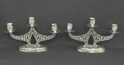 Vintage Dutch 833 Fine Silver 3 Light Candelabras