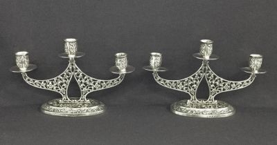 Vintage Dutch 833 Fine Silver 3 Light Candelabras