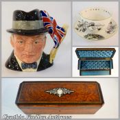Sir Winston Churchill Character Jug - Breakfast Cup and Saucer -  Victorian Glove Box