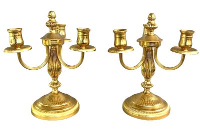 Vintage Gilt Metal 3 Arm Candelabra