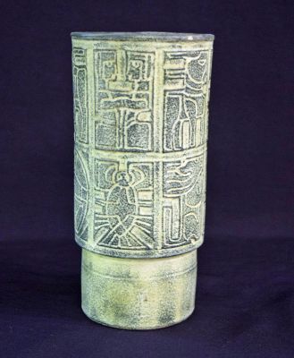Vintage Harlander Earthenware Cylindrical Vase