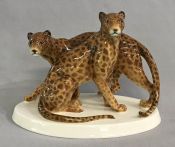 Vintage Hutschenreuther Porcelain Figure of Two Leopards
