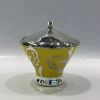 Vintage Hutschenreuther Silver Overlay on a Yellow Porcelain Three Piece Coffee Set
