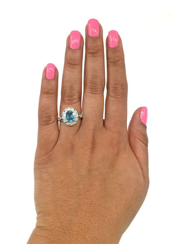 Vintage Inspired Blue Topaz and Diamond Ring