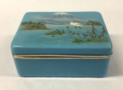 Vintage Japanese Enamel Box with Original Silk Lining